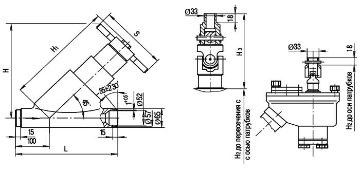 Габаритная схема клапана запорного УФ 26050-050