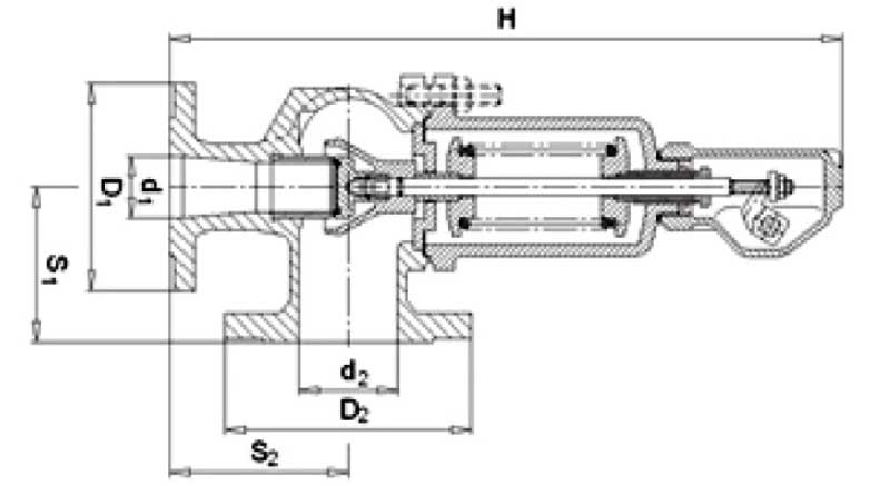 Габаритная схема клапана предохранительного Armak 630F