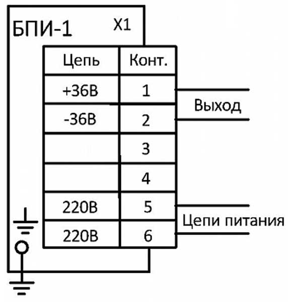 Схема подключения блока БПИ-1