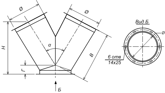 Схема габаритных размеров ввода симметричного СС22-03
