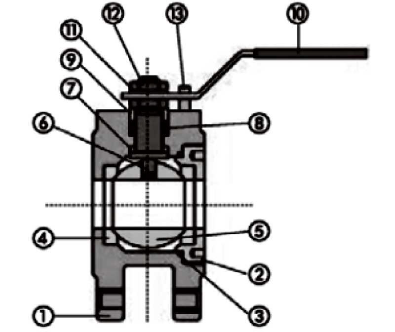 Конструктивная схема крана шарового фланцевого IVR 685 укороченный