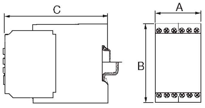Габаритная схема импульсного блока питания 24 VDC 0,3-2A